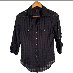 White House Black Market Black Sheer Blouse size 4